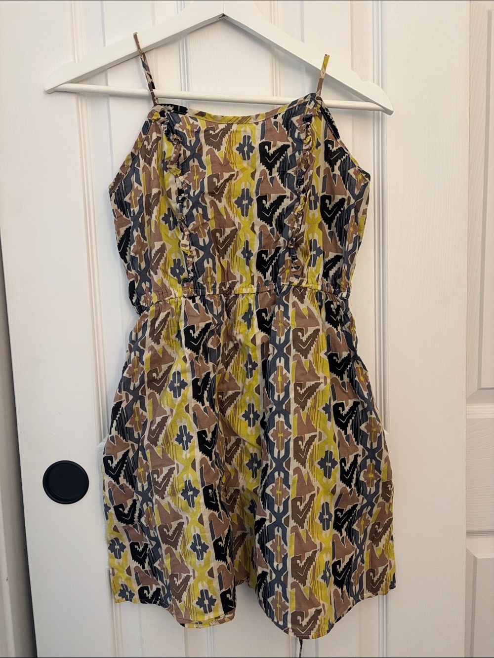 printed yellow dress with pockets